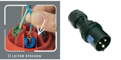 Pce - 16A Black Plug With Screwless Terminals (013-6Ttx) Ip44